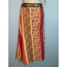 Vintage Pink Paisley Cotton Lurex Wrap Skirt Boho Hippie Psychedelic B1