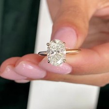 3.00Ct Oval Cut Lab Grown Diamond 14K Yellow Gold Luxurious Wedding Ring