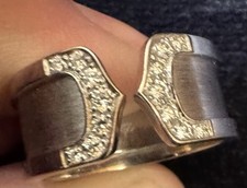 Cartier White Gold And Diamond Double C Ring Size 58