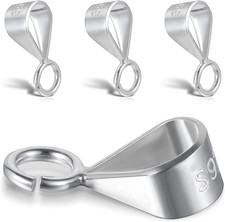 4 Pcs 925 Sterling Silver Pendant Clasp for Necklace Bail Connector with Open
