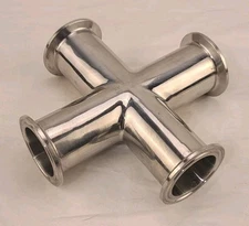 Dernord 1.5" Tri Clamp 4 Way Cross Sanitary Fitting 304 Stainless Steel 1 1/2"
