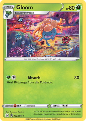 GLOOM - (ARTIST TOMOKAZU KOMIYA) POKEMON UNCOMMON 2022 LOST ORIGIN 002/196 NM