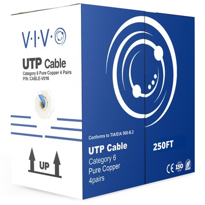 250ft Cat6 Ethernet Cable Full Copper 23AWG UTP LAN Wire Pull Box Blue -V016