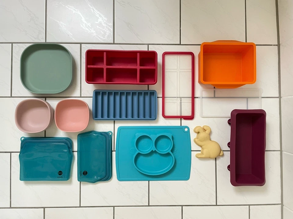 13 Teile Silikon Set Baby Teller Brei Einfrieren Backen Backform Eiswürfel Béaba - Bild 2 von 4