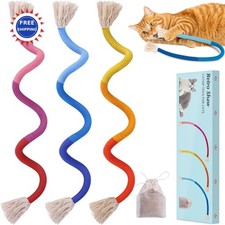 Retro Shaw Cat Toys Ropes 3Pcs 23.6 Inches Refillable Natural Catnip Safe Teeth