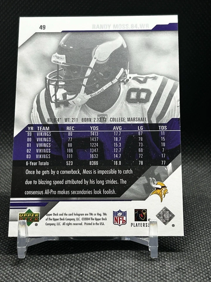 2004 Upper Deck RANDY MOSS Pro Sigs Collection #49 Minnesota Vikings - Image 2 of 2