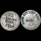 Counterstamp Peace Dollar Silver Annie Get Your Gun 1954 2 Coin!!  ---- #KK930
