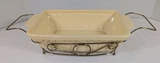 Rare Vintage Relpo Yellow Rectangle Serving Dish With Wire Carrier Holder 1985
