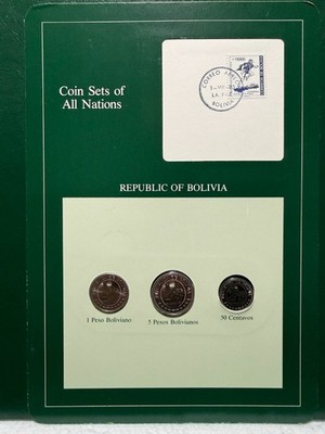 Franklin Mint Coins Of All Nations Set - Bolivia 3 coins with card