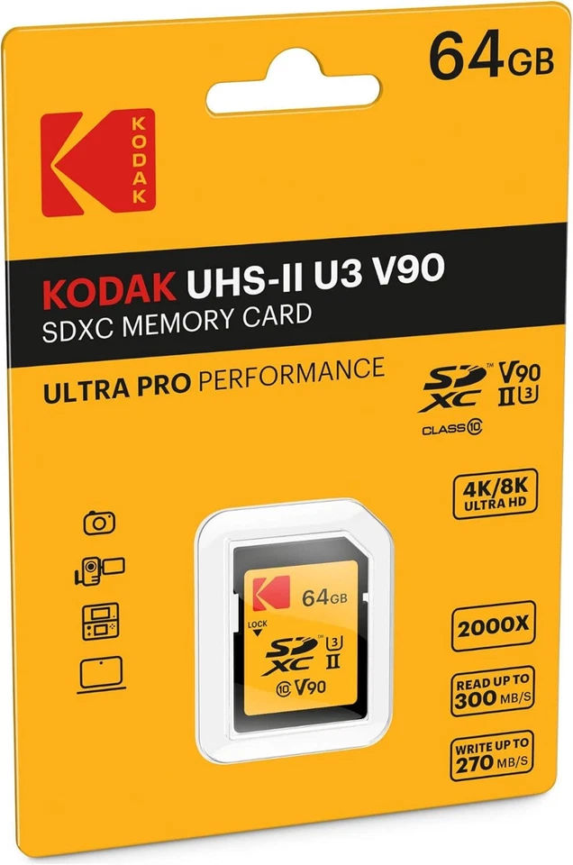Kodak 64GB UHS-II U3 V90 Ultra Pro SDXC Memory Card - Up to 64 GB, Black  - Image 3 of 4
