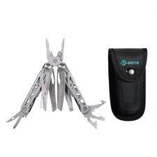 GRITR 13-in-1 Stainless Steel EDC Pocket Camping Multitool w/ Nylon Sheath