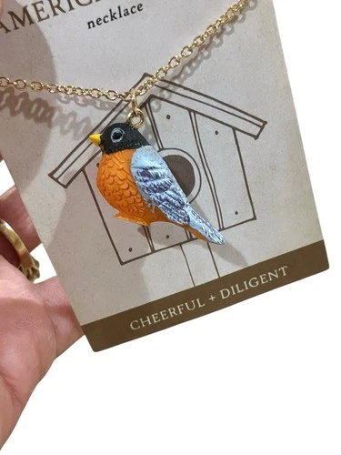 3D Bird Robin Necklace 18” Chain Gift For Her image 3