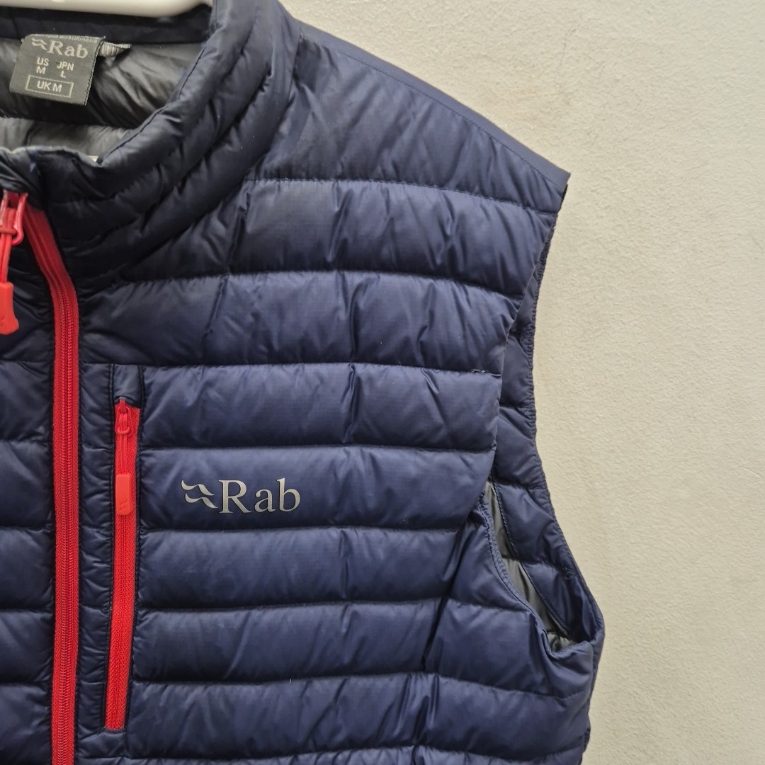 Rab Mens Microlight Down Zip Puffer Navy Vest Gilet Pertex Nikwax Size Medium image 2