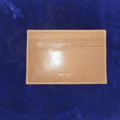 Kate Spade Two Tone Tan + Red Credit Card + Business Card Holder Soft Leather