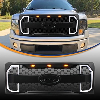 Fit For 2009-2014 Ford F150 F-150 Upgrade Grill Front Bumper Grille W/LED Lights