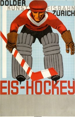 Eis-Hockey   Vintage Zurich Hockey Poster - 24x36  - Hi-Res  Print - 200 GSM