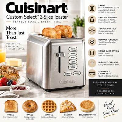Cuisinart CPT-620 Custom Select 2-Slice Toaster Stainless Steel 7 Shade Settings