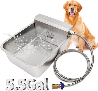 Large 5.5Gal Automatic Dog Water Dispenser with Stainless Steel Bowl