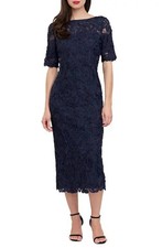 JS Collections Deep Navy Blue Zaria Soutache Lace Cocktail Dress Size 4 348