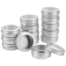 14 PCS 2 oz Platinum Tin Cans Screw Top Round Aluminum Containers Clear Window