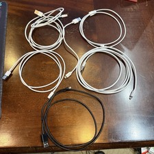  5 USB Charging Cables Lot Mixed Lengths White Blk Untested As-Is .