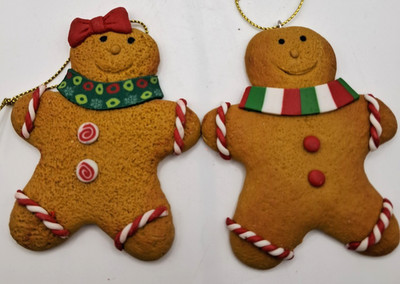 Clay Dough Gingerbread Cookie Boy Girl Christmas Tree Holiday Ornament 3.5''