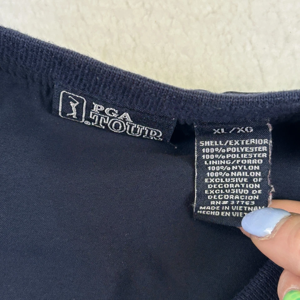Chaqueta Pullover PGA Tour Para Hombres XL Azul Marino Cuello en V Cortavientos Ligera Foto 3 de 4