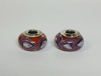 Chamilia Sterling 925 Silver Set of Two Murano Glass Heart Bead - .08