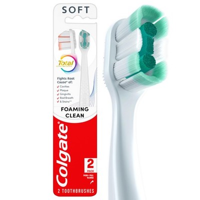 Colgate Total Active Prevention Foaming Clean Soft 1 Count (Pack of 2), White 