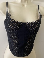 Nuevo Victoria's Secret Lencería 34 C Corsé Bustier Encaje Transparente Negro Sólido