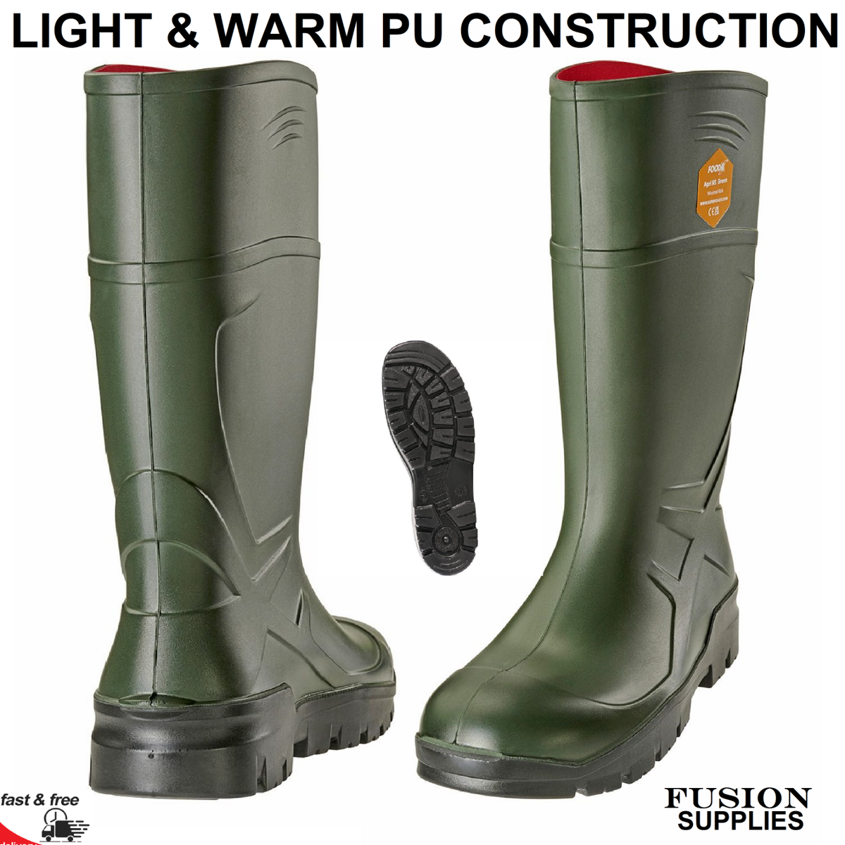 PU WELLINGTON BOOTS,WELLY, SUPER LIGHT WEIGHT, FARM GREEN,LIKE DUNLOP  PUROFORT