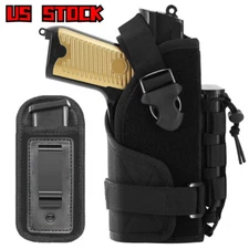 Tactical OWB Gun Holster Waist Belt Holder with Molle 9mm Single Magazine Pouch