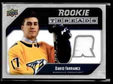 2021-22 Upper Deck Rookie Threads Retro David Farrance Nashville Predators