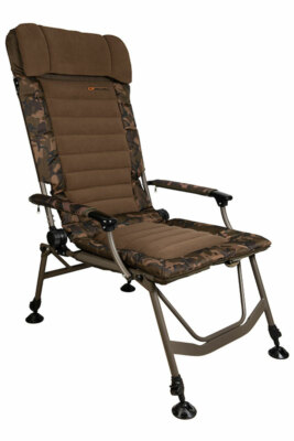 Fox Super Deluxe Recliner Highback Chair Stuhl Carp Angelstuhl Seitentasche NEW
