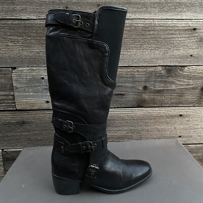UGG ITALIAN COLLECTION ALLESIA BLACK LEATHER TALL EQUESTRIAN  display picture 3