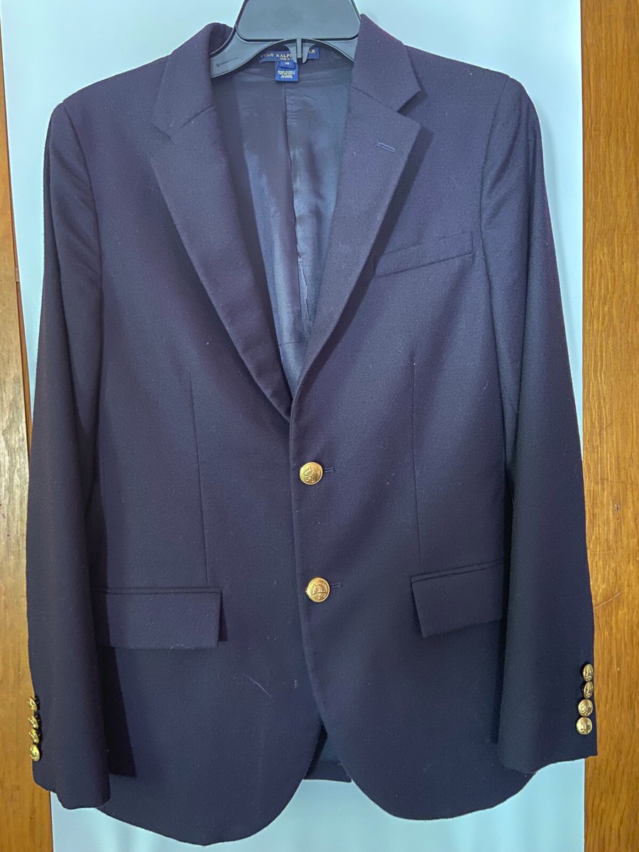 Ralph Lauren Helmet Gold Button Wool Blazer Jacket Coat Boys Youth