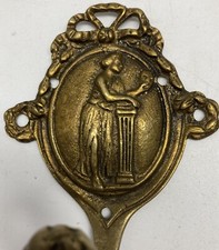 Vintage Ornate Figural Coat Hanger Hook Hand Made Brass Metal