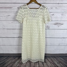 Loft Dress Womens Medium Ivory Lace Knit Layered Costal Lined Breathable Beach