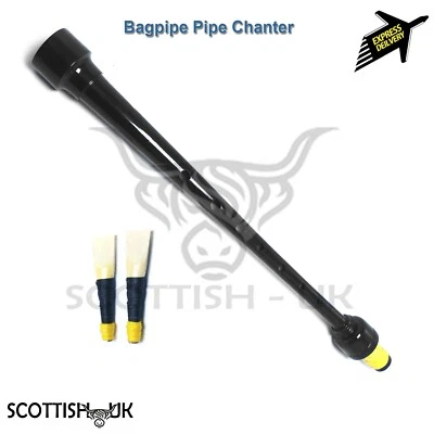 Highland Bagpipe's Pipe Chanters, Scottish Bagpipes Pipe Chanter Black +2 Reeds