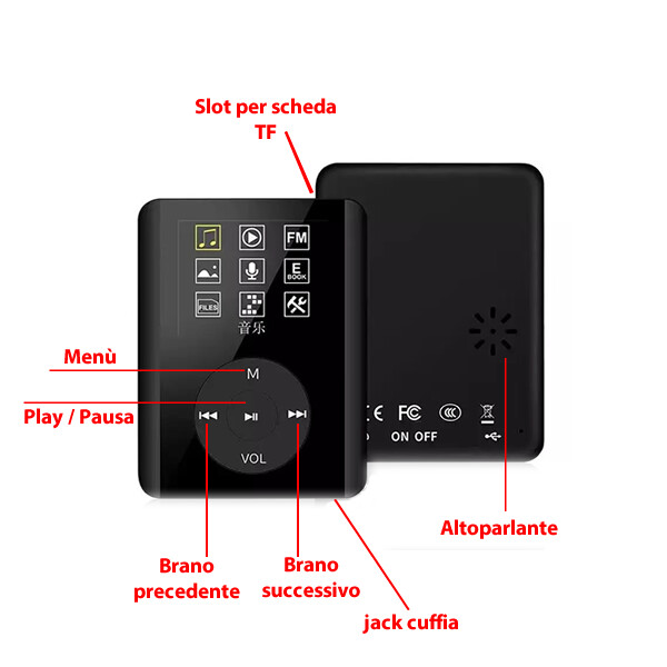 LETTORE PLAYER MP4 MP3 4GB 8GB 16GB 32GB VIDEO AUDIO FOTO RADIO FM JS 12