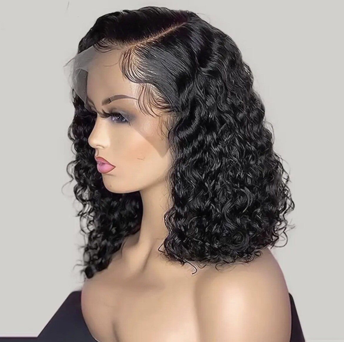 Bob Lace Wig Black Curly For Women Deep Water Curly Wave  display picture 2