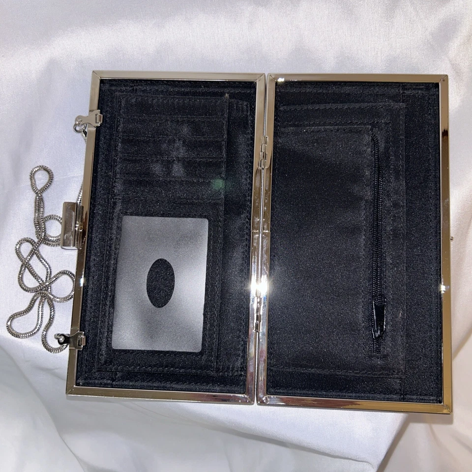 MICHE черный застежки бумажник вечер сумочки жесткий чехол через плечо серебряная цепочка - Изображение 4 из 4