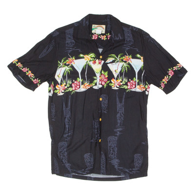 PARADISE FOUND Herren Hemd Schwarz Kurzarm S