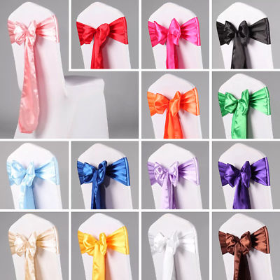 10PCS Satin Chair Sash Silk Bow 6x108'' Event Wedding Party Venue Decor