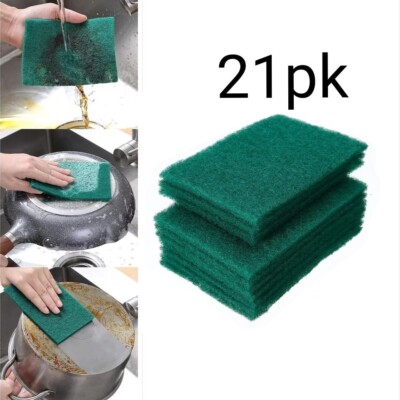 21pk Heavy Duty Scour Pads Household Kitchen Cleaning Scrubber Extra Thick 