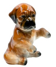 Vintage Boxer Porcelain Dog Figurine Hand Painted Japan Miniature 3&rdquo;