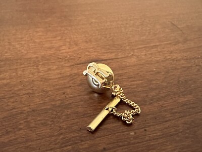 Initial R Tie Tack vintage Monogram Tie Pin with chain