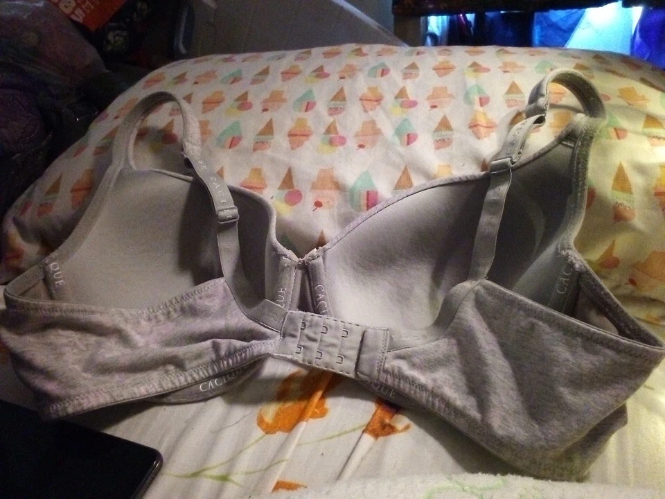 Lane Bryant Cacique Bra 40C Lightly Lined Cotton T-Shirt Light Gray Floral - Image 2 of 3