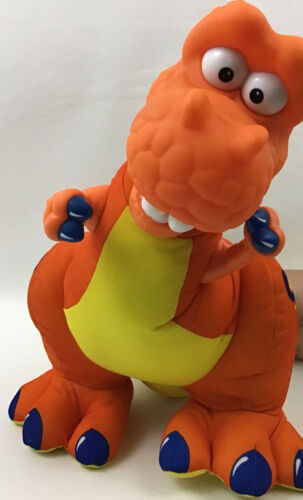 Fisher Price Dino Roar T-Rex Dinosaur Orange Vintage Plush 1999 Plastic Head - Picture 1 of 10