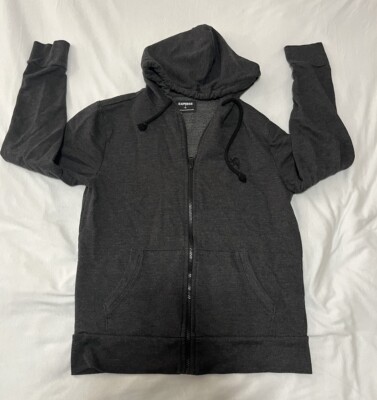 Express Black stretchy cotton hoodie zipper jacket long sleeve yoga Size  small